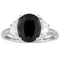 Miadora Sterling Silver Black Sapphire Created White Sapphire And Diamond Accent Engagement Ring