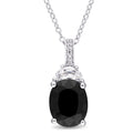 Miadora Sterling Silver Black Sapphire Created White Sapphire And Diamond Accent Teardrop Dangle Necklace G H I2 I3