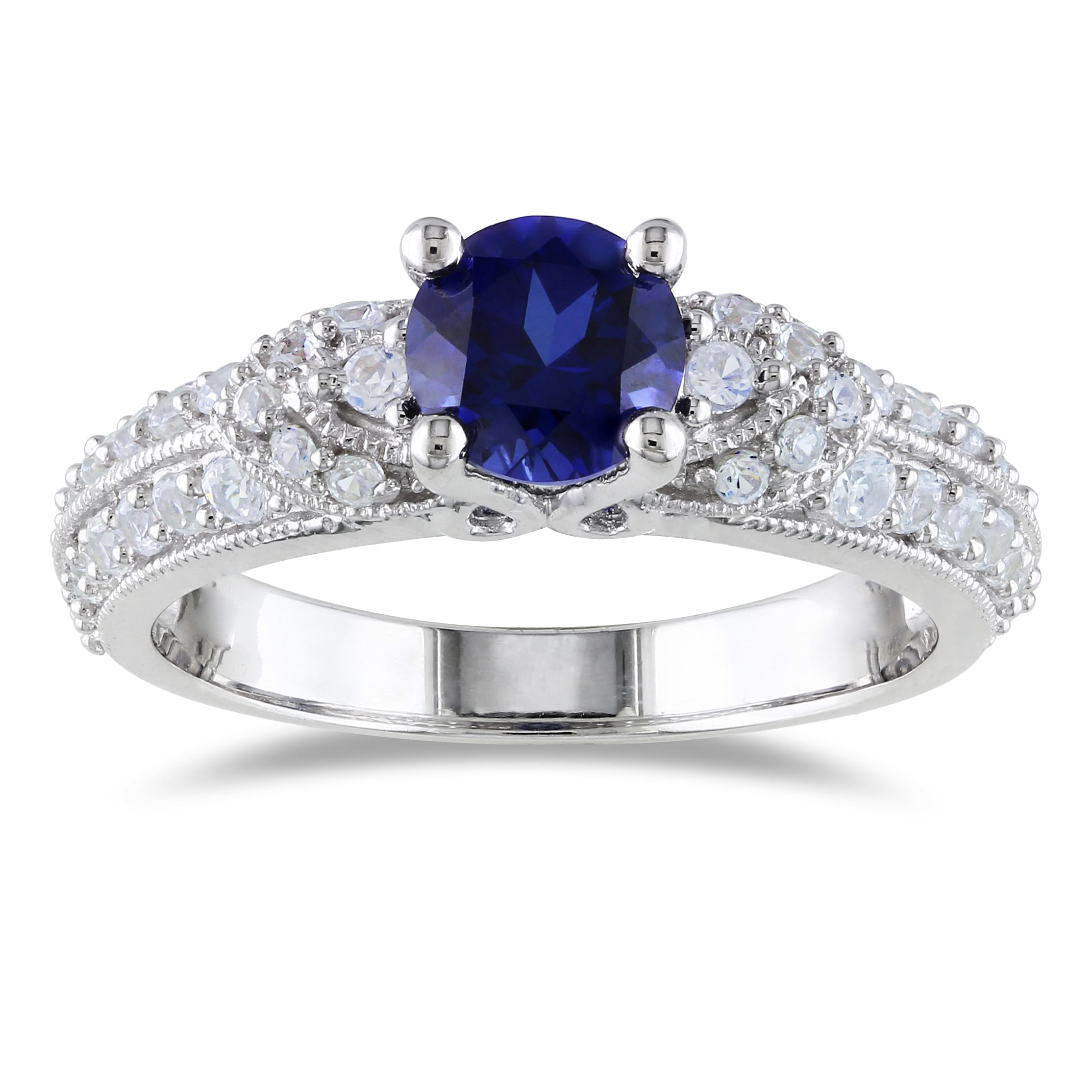 Miadora Sterling Silver Black Spinel Or Sapphire Engagement Ring