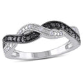 Miadora Sterling Silver Black And White Diamond Infinity Cross Over Ring