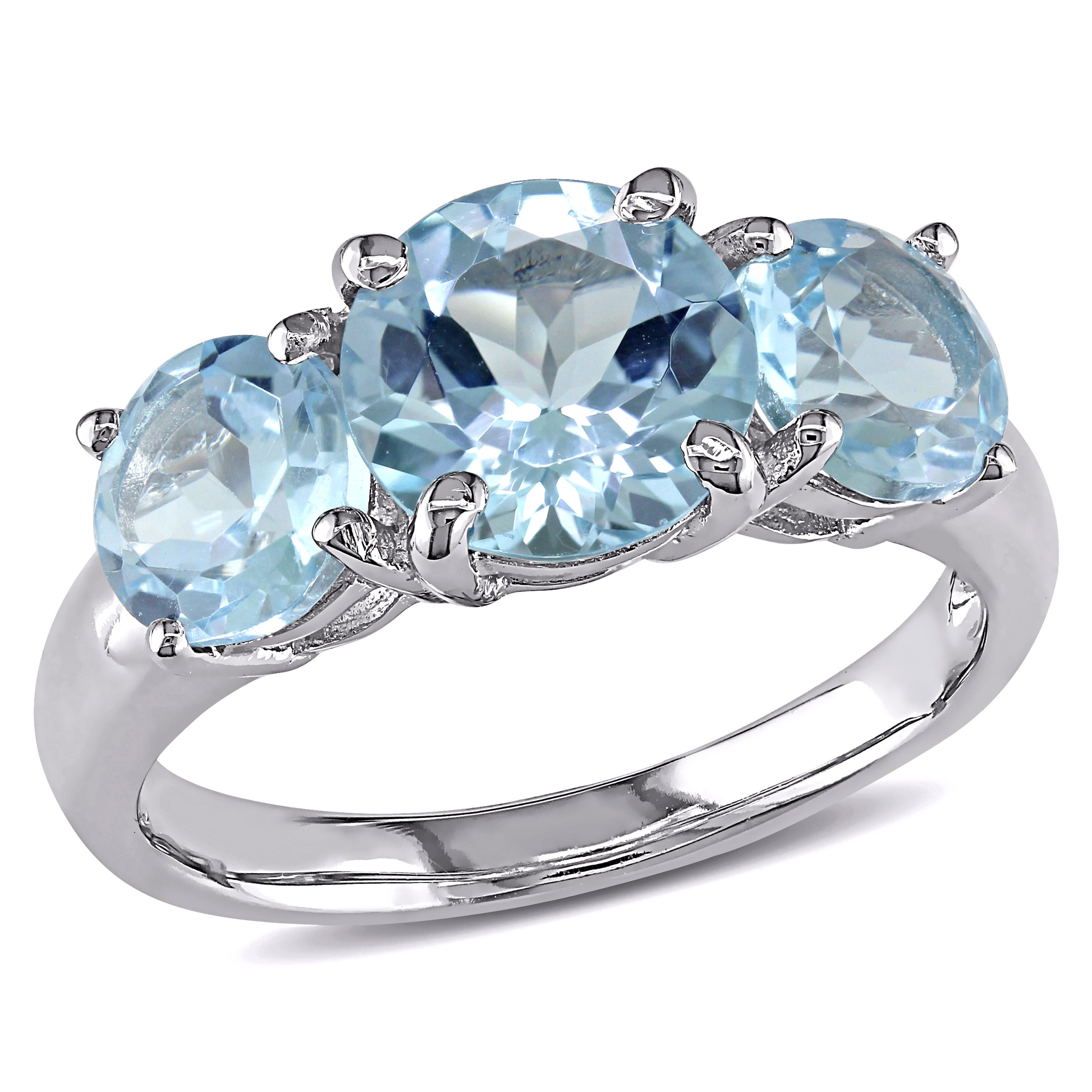 Miadora Sterling Silver Blue Topaz Three Stone Ring