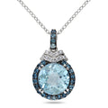Miadora Sterling Silver Blue Topaz And Diamond Accent Necklace