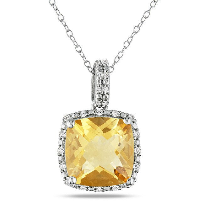 Miadora Sterling Silver Citrine And 1 10Ct Tdw Diamond Necklace G H I3