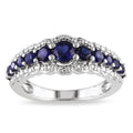 Miadora Sterling Silver Created Blue Sapphire Anniversary Band