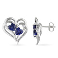 Miadora Sterling Silver Created Blue Sapphire And Diamond Heart Earrings H I I2 I3
