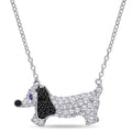Miadora Sterling Silver Created Blue And White Sapphire Black Spinel Dog Necklace