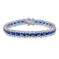Miadora Sterling Silver Created Blue And White Sapphire Halo Tennis Bracelet