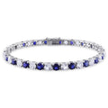 Miadora Sterling Silver Created Blue And White Sapphire Patterned Birthstone Tennis Bracelet