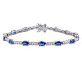 Miadora Sterling Silver Created Blue And White Sapphire Tennis Bracelet