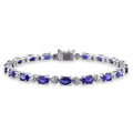 Miadora Sterling Silver Created Blue Sapphire And Diamond Accent Birthstone Tennis Bracelet
