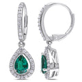 Miadora Sterling Silver Created Emerald And White Sapphire Charm Earrings