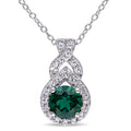 Miadora Sterling Silver Created Emerald And White Sapphire Drop Necklace