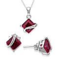 Miadora Sterling Silver Created Ruby 2 Piece Jewelry Set Red