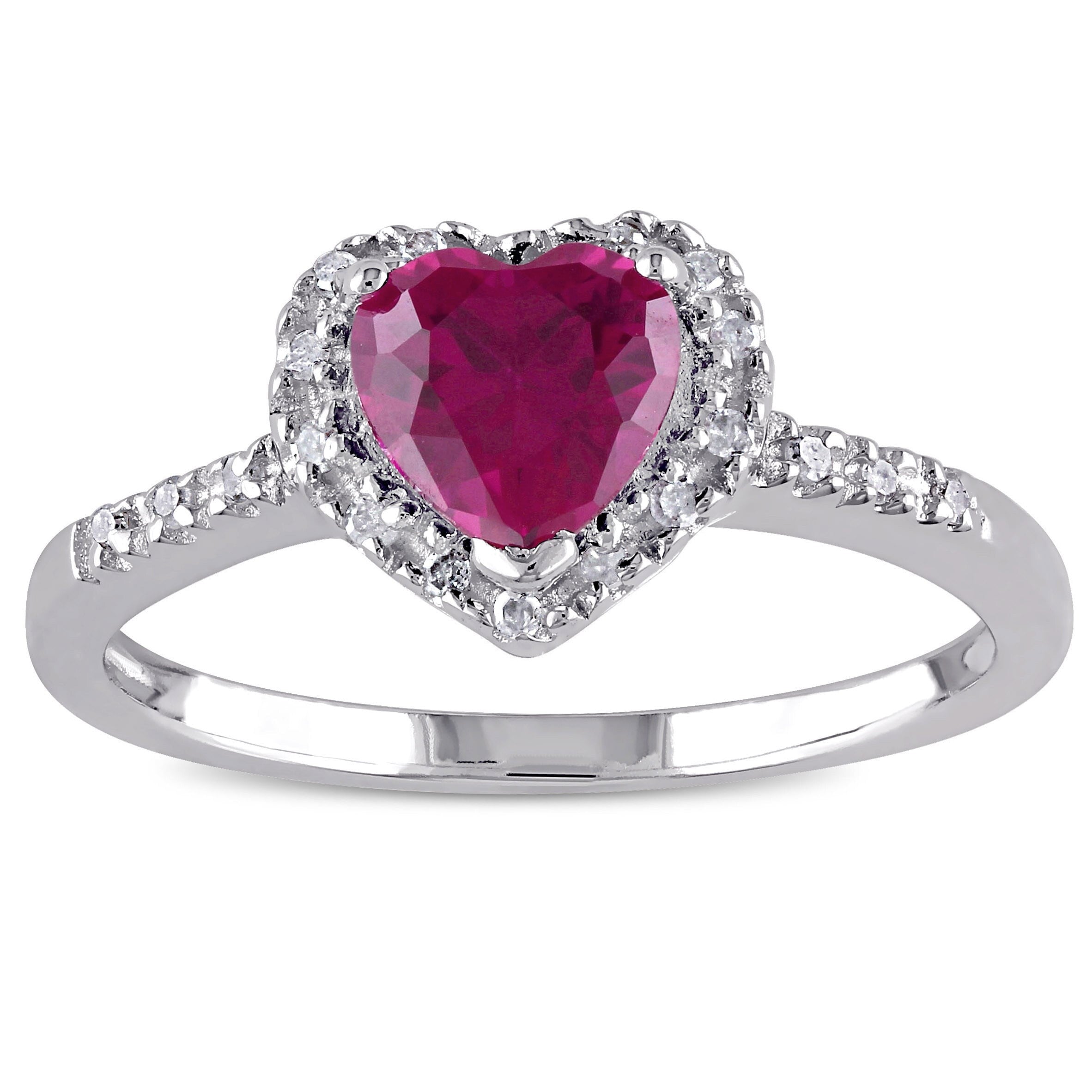 Miadora Sterling Silver Created Ruby And 1 10Ct Tdw Diamond Ring J K I3