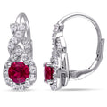 Miadora Sterling Silver Created Ruby And Created White Sapphire Earrings