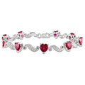 Miadora Sterling Silver Created Ruby And Diamond Accent Heart Bracelet