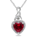 Miadora Sterling Silver Created Ruby And Diamond Accent Heart Necklace