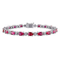 Miadora Sterling Silver Created Ruby And Diamond Accent Tennis Bracelet