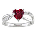 Miadora Sterling Silver Created Ruby And Diamond Heart Ring H I I2 I3