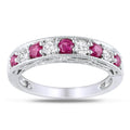 Miadora Sterling Silver Created Ruby And White Sapphire Ring