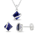 Miadora Sterling Silver Created Sapphire 3 Piece Jewelry Set