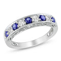 Miadora Sterling Silver Created Blue And White Sapphire Stackable Anniversary Ring