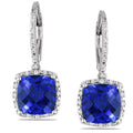 Miadora Sterling Silver Created Sapphire And 1 5Ct Tdw Diamond Earrings G H I3