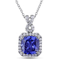 Miadora Sterling Silver Created Tanzanite And White Sapphire Necklace