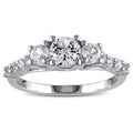 Miadora Sterling Silver Created White Sapphire 3 Stone Ring