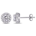 Miadora Sterling Silver Created White Sapphire Earrings