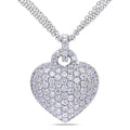 Miadora Sterling Silver Created White Sapphire Heart Necklace