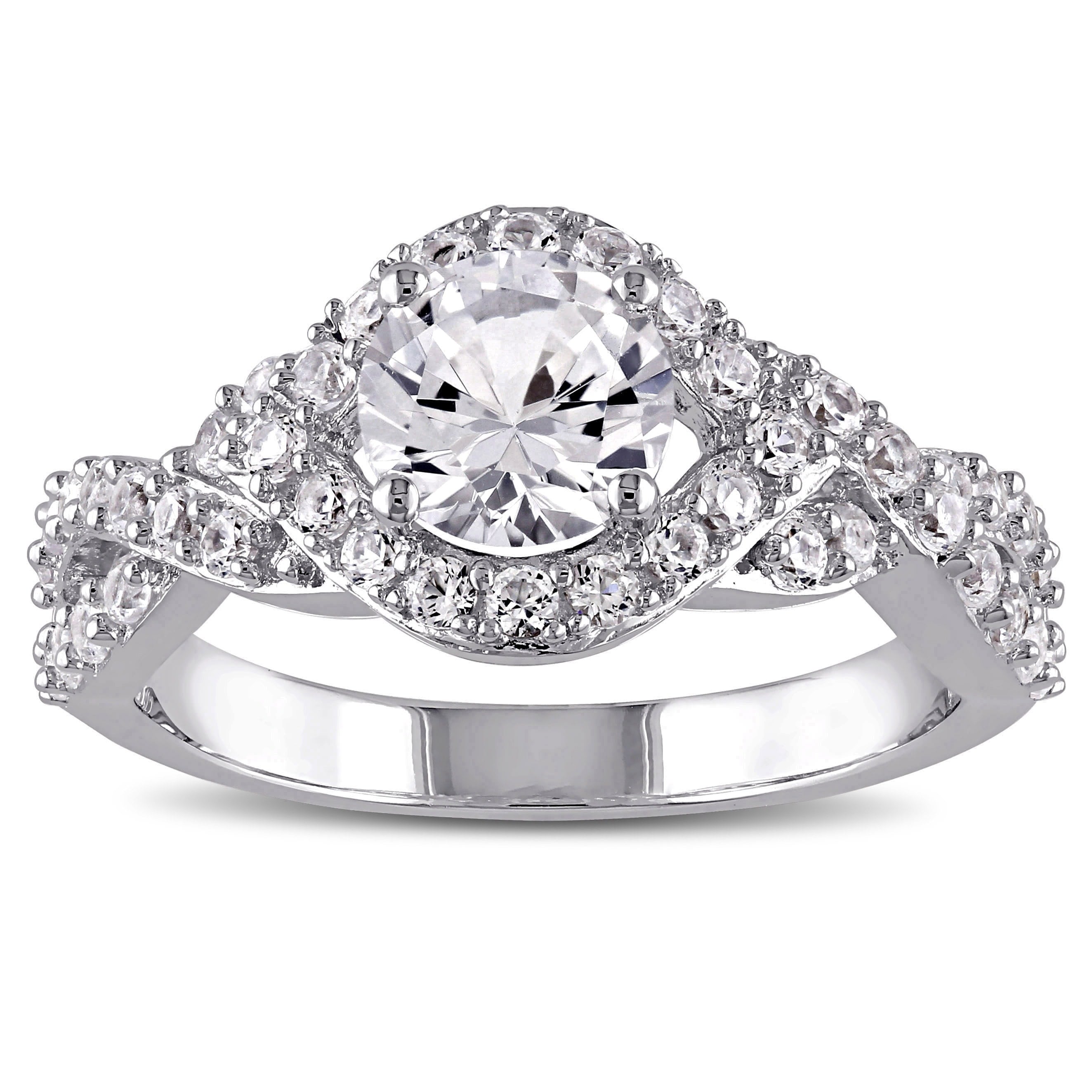 Miadora Sterling Silver Created White Sapphire Ring