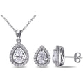 Miadora Sterling Silver Created White Sapphire Set Of Necklace And Earrings