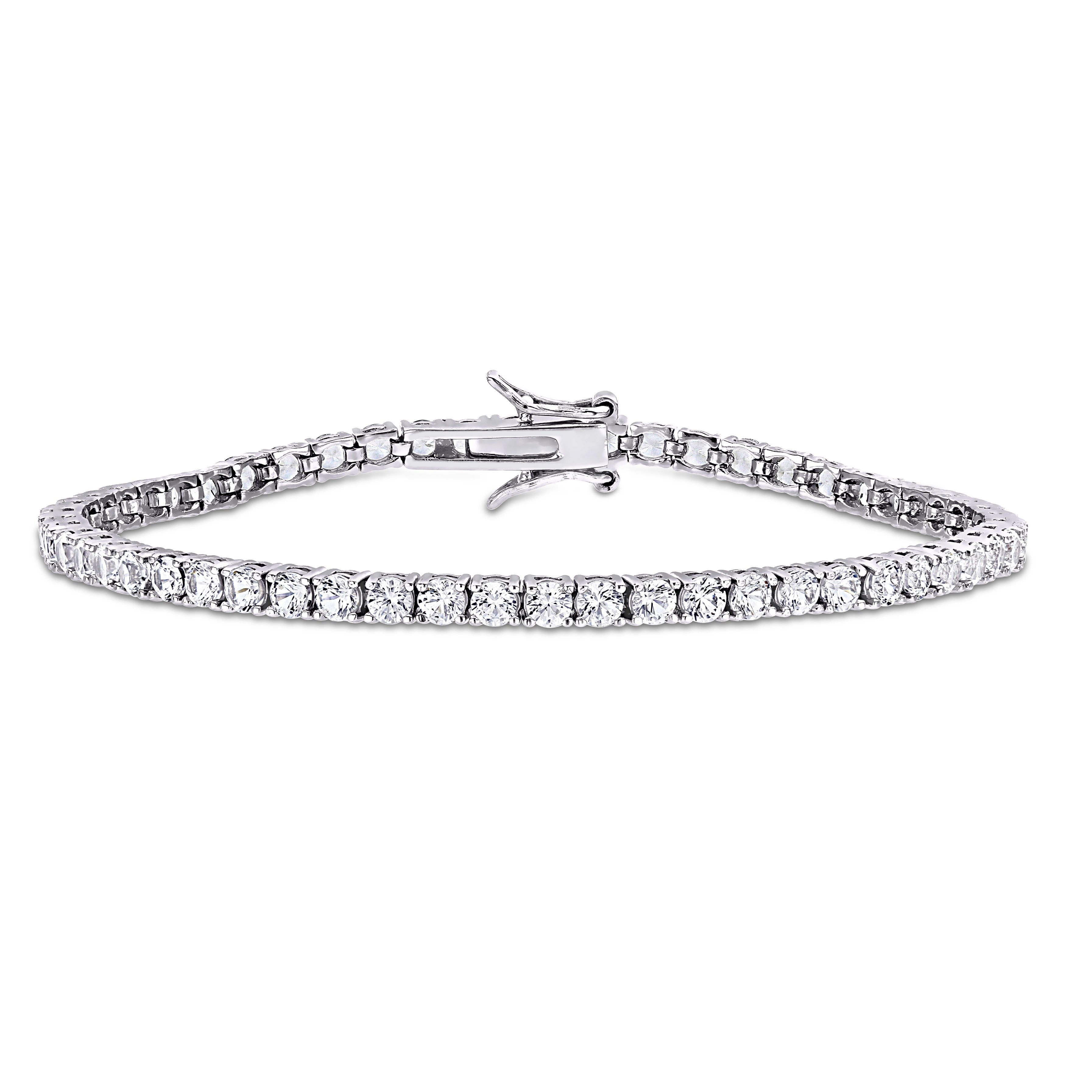 Miadora Sterling Silver Created White Sapphire Tennis Bracelet