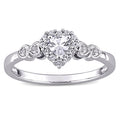 Miadora Sterling Silver Created White Sapphire Diamond Accent Halo Heart Engagement Ring