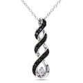 Miadora Sterling Silver Created White Sapphire And 1 10Ct Tdw Black Diamond Necklace