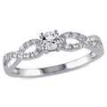 Miadora Sterling Silver Created White Sapphire And 1 10Ct Tdw Diamond Infinity Promise Ring