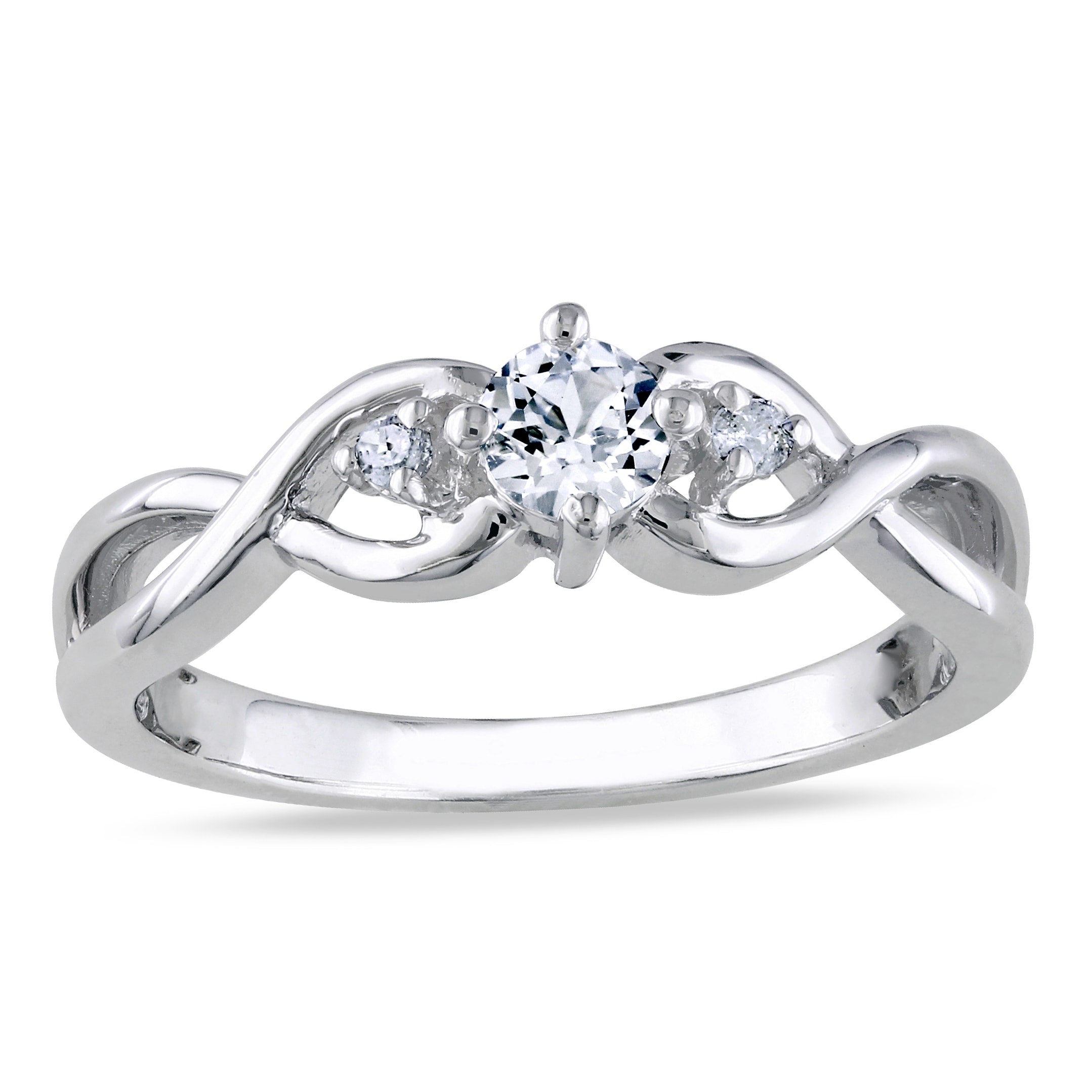 Miadora Sterling Silver Created White Sapphire And Diamond 3 Stone Solitaire Infinity Promise Ring H I I2 I3