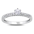 Miadora Sterling Silver Created White Sapphire And Diamond Accent Promise Ring