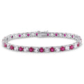 Miadora Sterling Silver Created White Sapphire And Ruby Tennis Bracelet