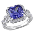 Miadora Sterling Silver Created White Sapphire And Tanzanite Cocktail Ring