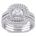 Miadora Sterling Silver Cubic Zirconia Bridal Ring Set White