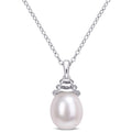 Miadora Sterling Silver Cultured Freshwater Pearl Solitaire Drop Necklace 8 8.5Mm