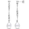 Miadora Sterling Silver Cultured Freshwater Pearl Twist Dangle Earrings 9 9.5 Mm