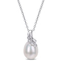 Miadora Sterling Silver Cultured Freshwater Pearl Diamond Accent Drop Necklace 8.5 9Mm