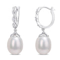 Miadora Sterling Silver Cultured Freshwater Pearl Diamond Accent Infinity Drop Earrings 8 8.5Mm