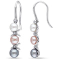 Miadora Sterling Silver Cultured Freshwater Pearl And Diamond Accent Dangle Earrings 4 5.5 Mm