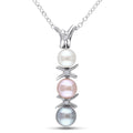 Miadora Sterling Silver Cultured Freshwater Pearl And Diamond Accent Drop Necklace 4.5 6 Mm