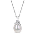Miadora Sterling Silver Cultured Freshwater Pearl And Diamond Accent Swirl Necklace 6.5 7Mm