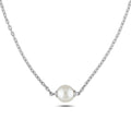 Miadora Sterling Silver Cultured Freshwater White Pearl Necklace 9 9.5 Mm